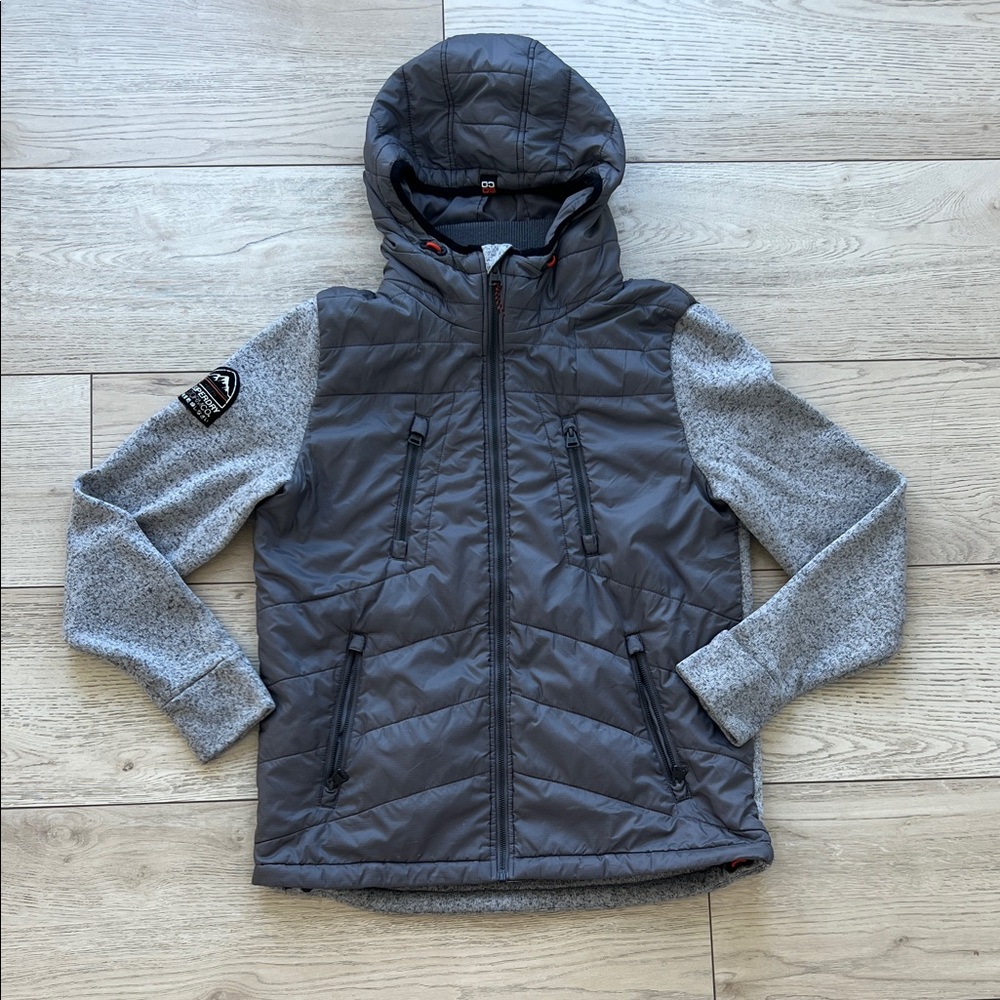 Superdry japan men jacket gray XL sweatshirt slim fit zippered